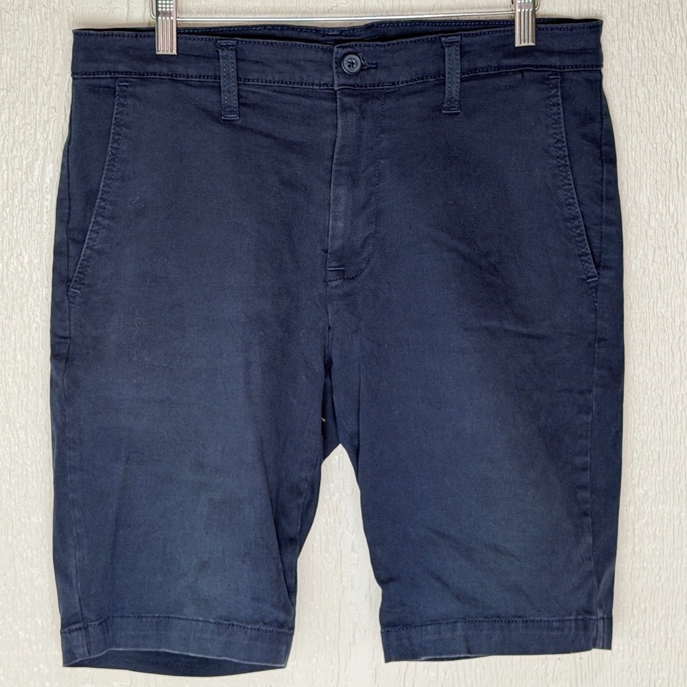 US Polo Assn Mens Navy Blue Activate Stretch Chino Shorts Size 32 Flat Front